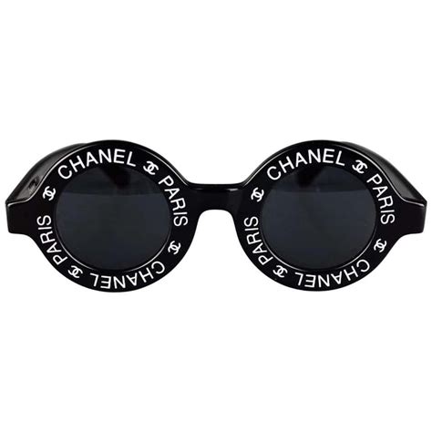 chanel vintage round logo sunglasses|Chanel sunglasses with clear sides.